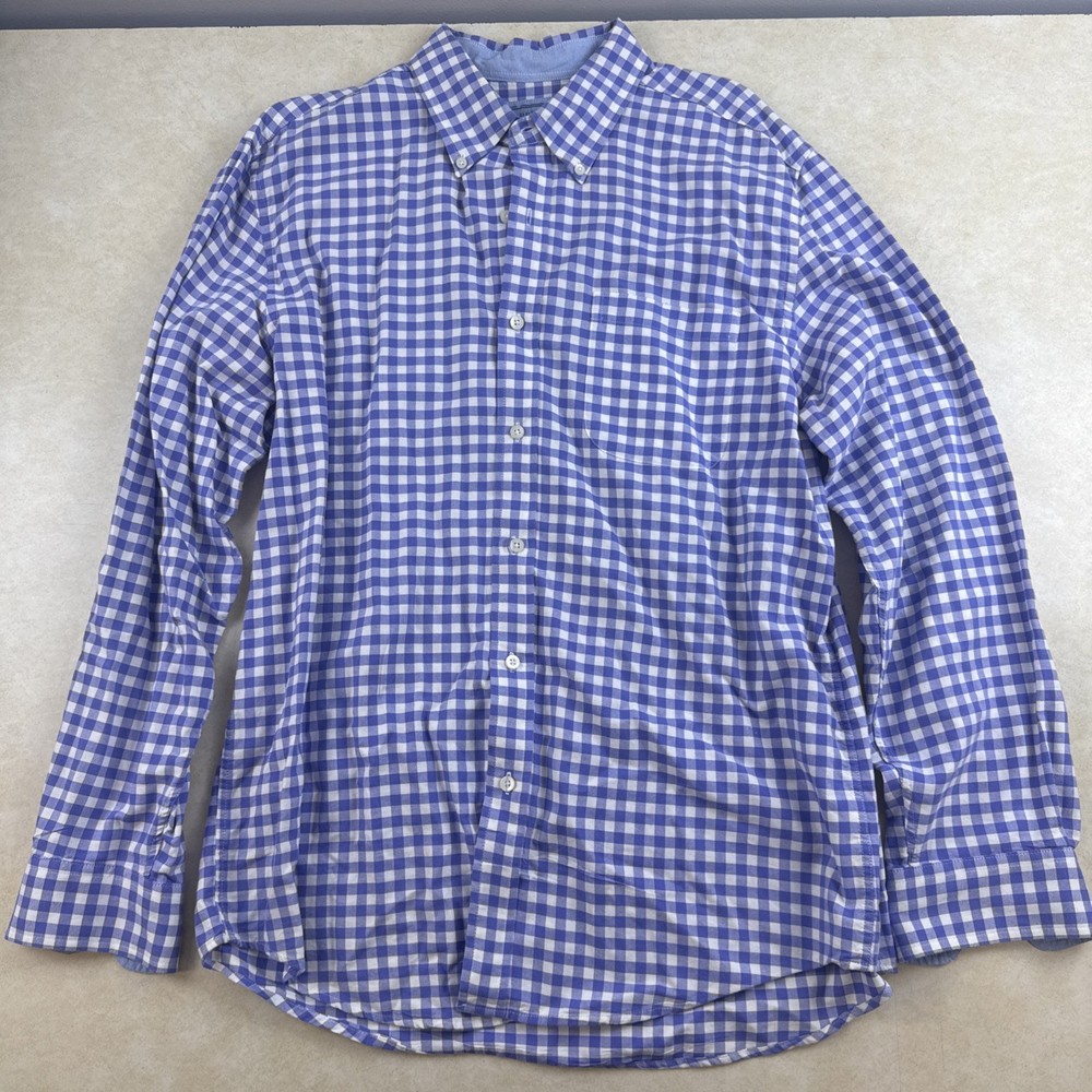 Saddlebred Shirt Mens Large Blue Check Plaid Long Sleeve Button Down Casual