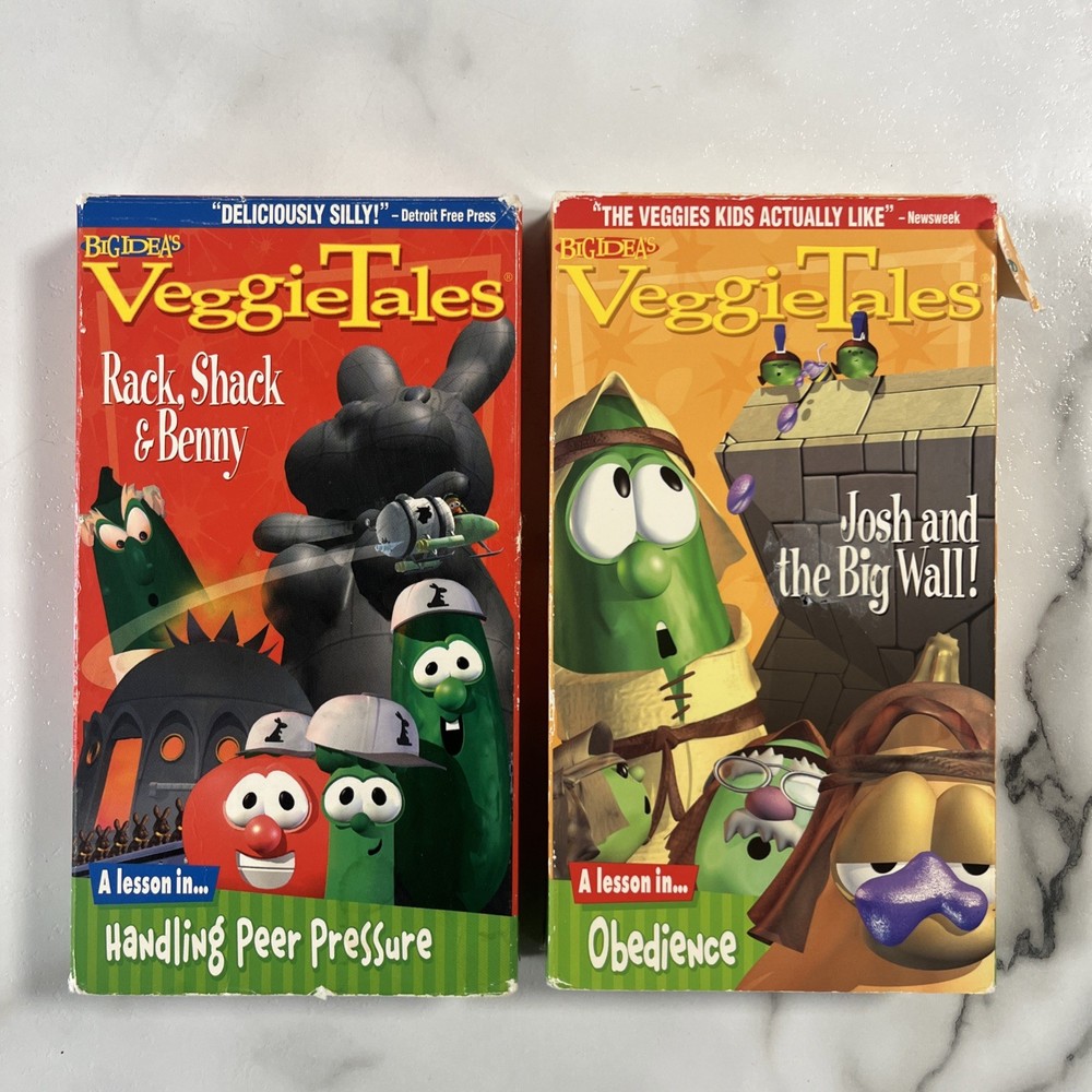 Veggie Tales VHS Lot Of 2 Rack Shack Benny Josh & Big Wall Big Ideas