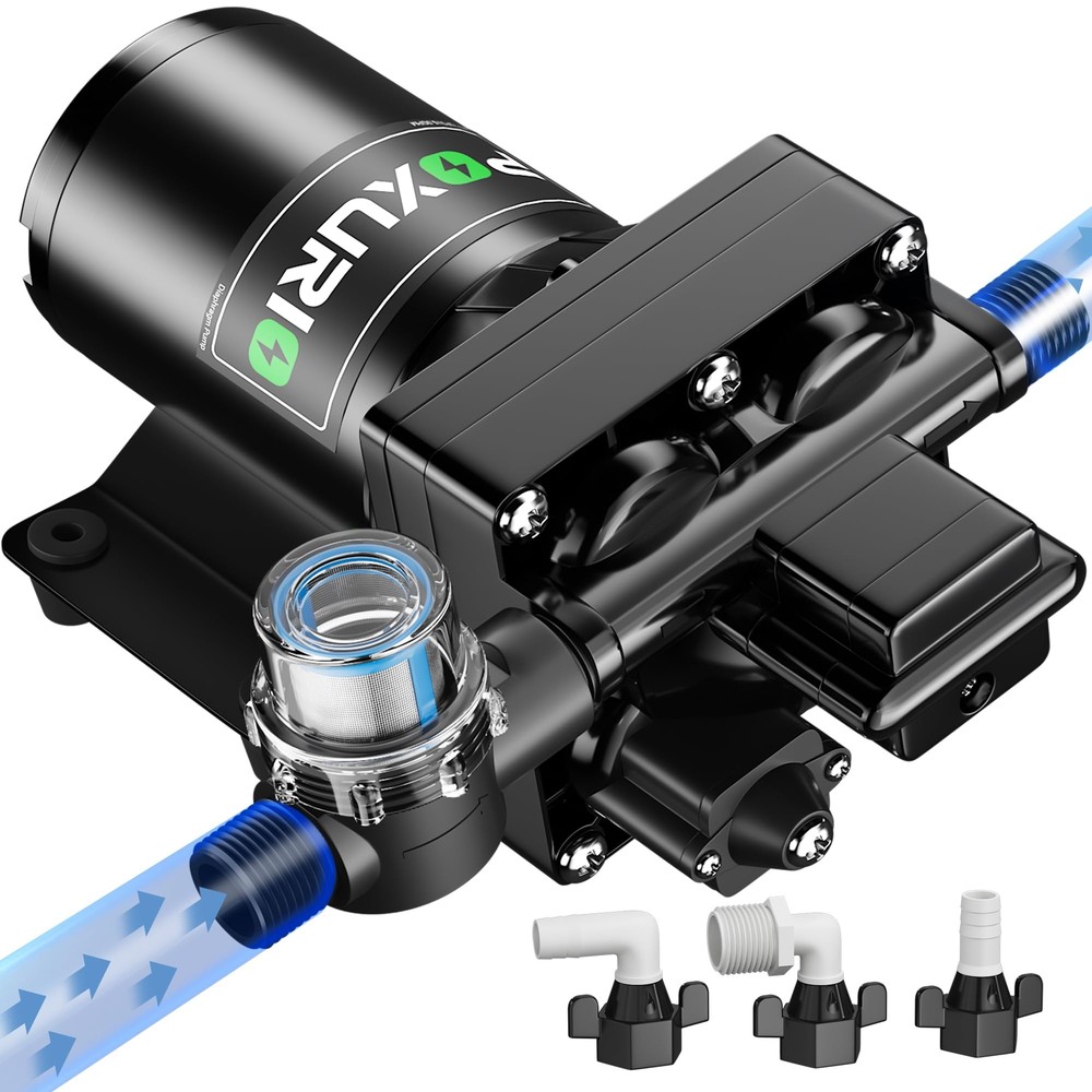 6GPM RV Water Pump, 70PSI 12V DC Fresh Water Pump, Self-Priming Diaphragm Wat...