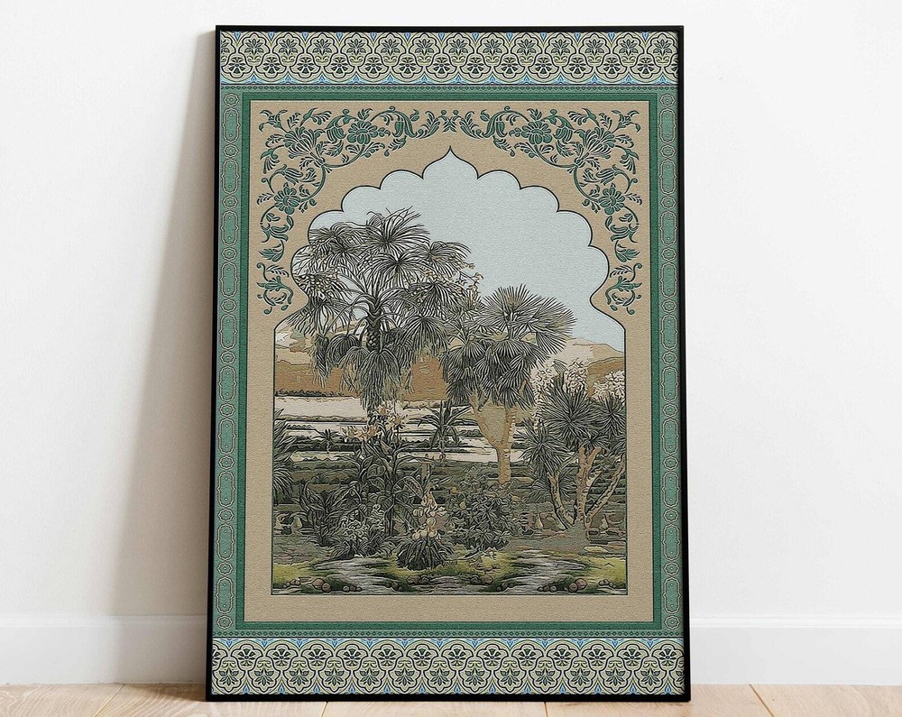 Vintage Indian Art Mughal Rajput Palace Paintings Home Decor Mughal Floral