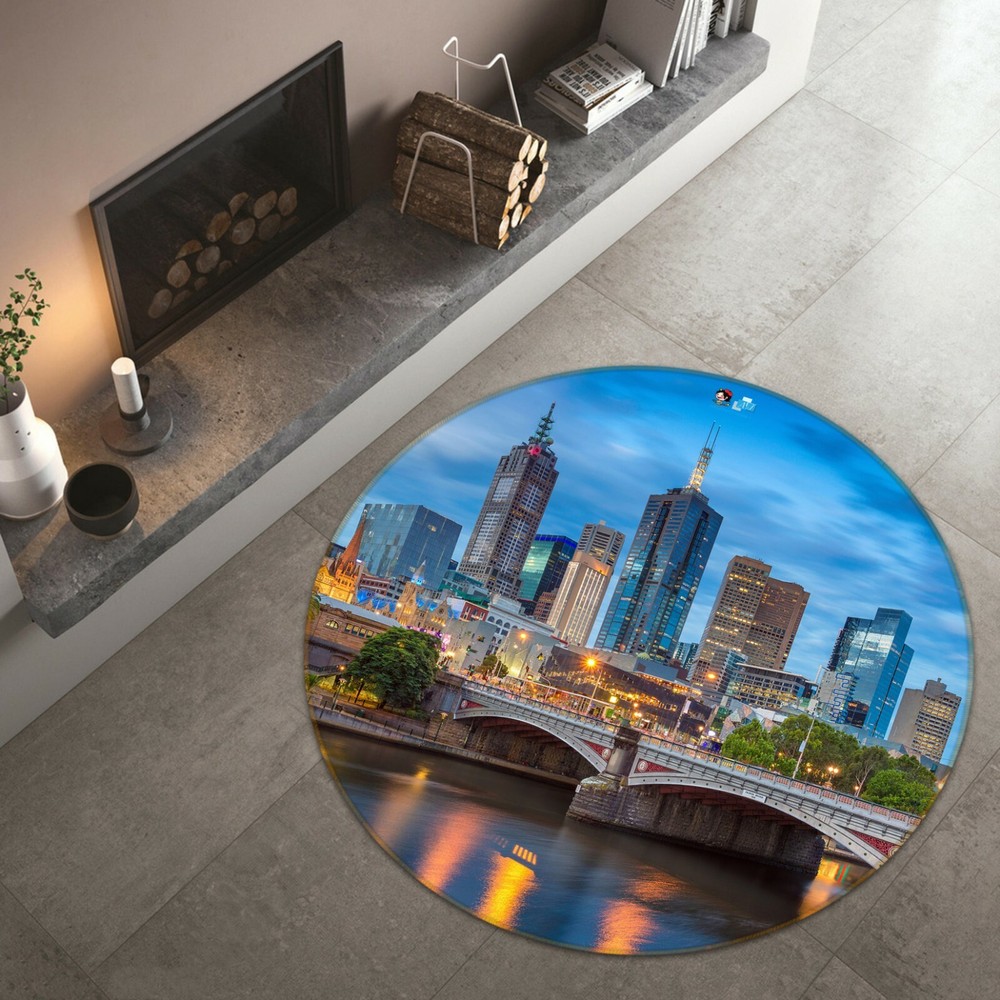 3D Night View City Bridge NAO4185 Game Rug Mat Elegant Photo Carpet Mat Fay