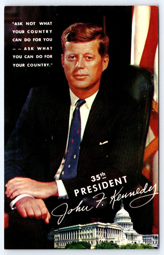 Vintage Old Antique Postcard Usa President John F. Kennedy Capitol Building