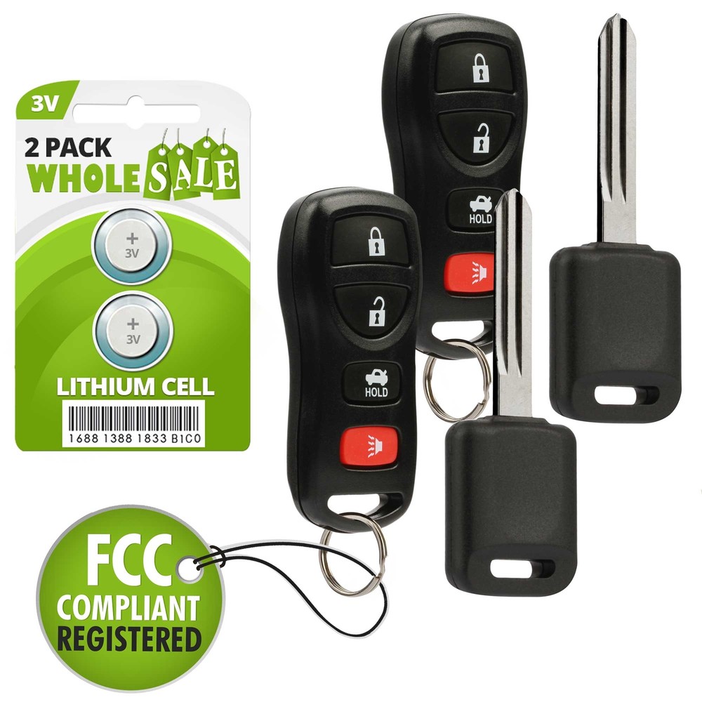 2 Replacement For 2002 2003 Nissan Altima Maxima Key + Fob Remote