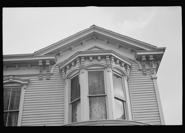 Photo:1930s Victorian House Exterior Bay Window Architectural Detail