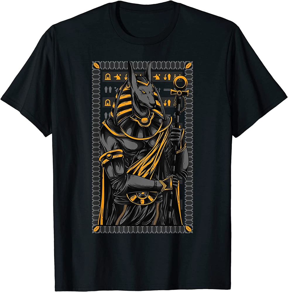 BEST! Ancient Egypt Hieroglyph Egyptian God Anubis Tee S-5XL