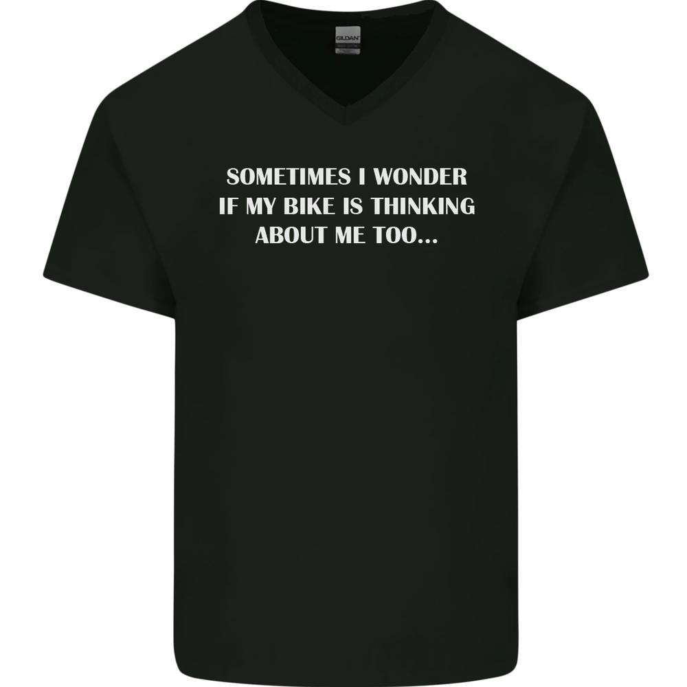 Thoughtful Cyclist Bike Lover Mens Cotton V-Neck T-Shirt