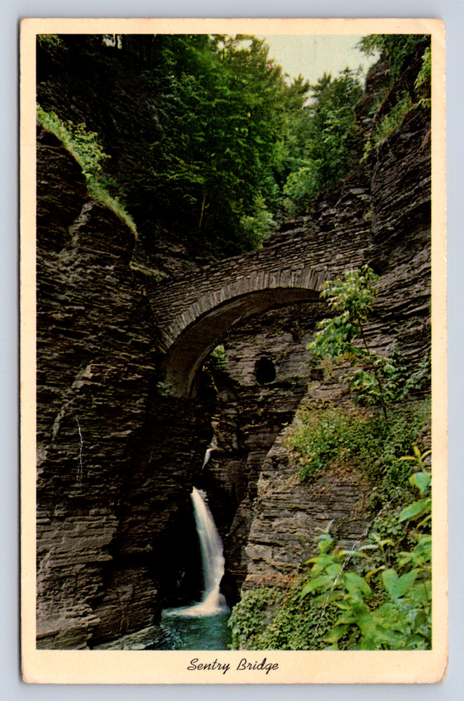 Vintage Postcard Sentry Bridge Watkins Glen New York Finger Lakes