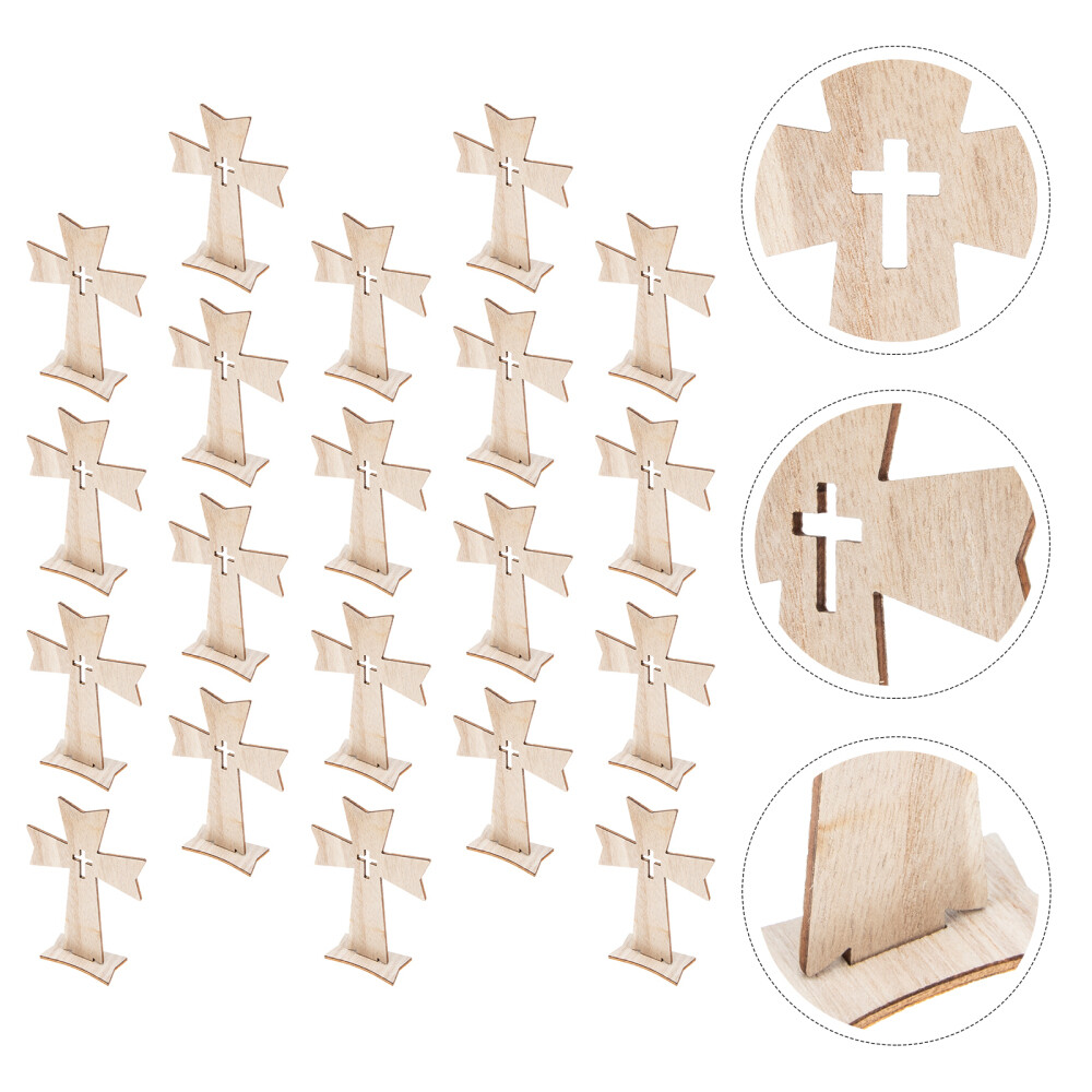 20pcs Home Party Crafts Wood Wooden Cross Charm Crosses For Crafts