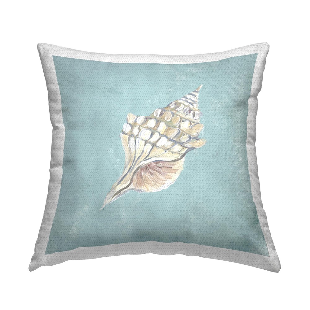 Abstract Conch Blue Printed Outdoor Pillow 18x18 Inch-image
