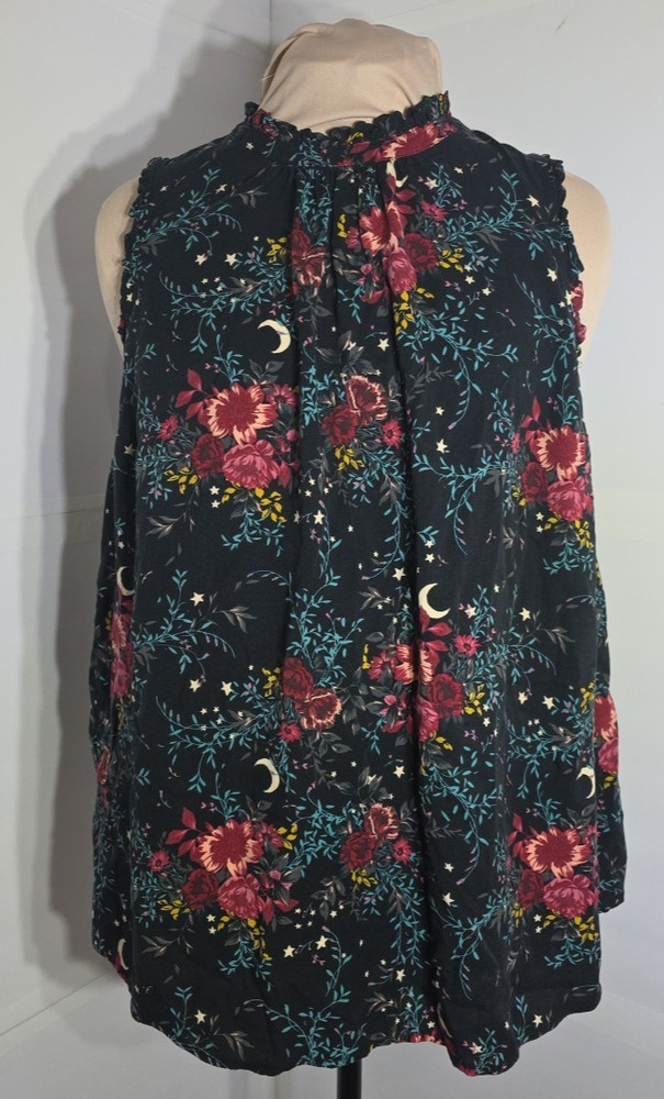 Women's L Ethereal Goth Fairy, Boho, Victorian, Ruffle Collar Tank Blouse
