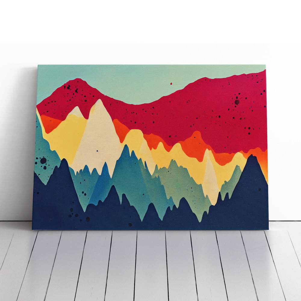 Sweet Painted Mountains Abstract Canvas Wall Art Print Framed Picture Home Decor