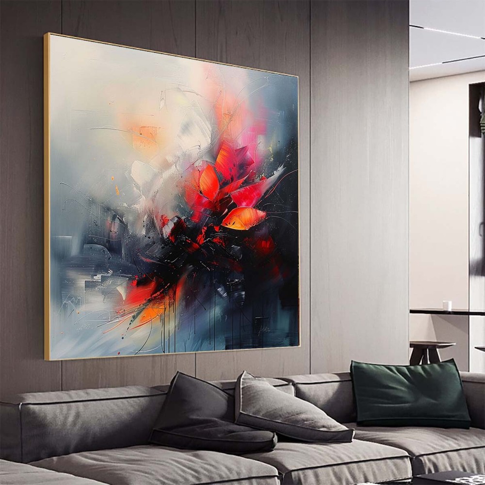 red Modern Home Decor Handmade Abstract Oil Painting on canvsa Living Room