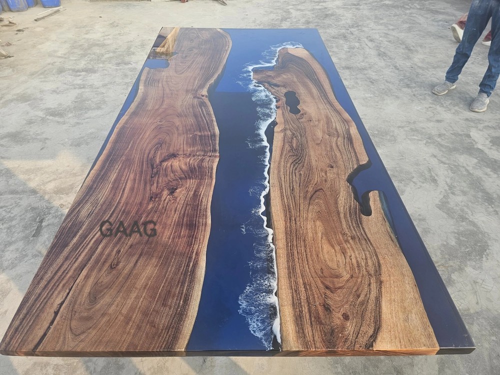 Customizable Epoxy & Acacia Wood Table Top for Dining or Coffee