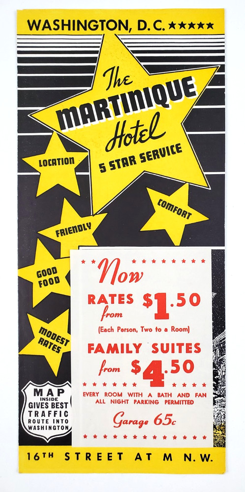 1940s Washington DC Martinique Hotel Rates Accommodation Vintage Travel Brochure-image