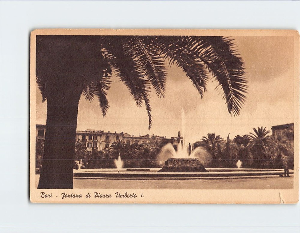 Postcard Fountain of Piazza Umberto I in Bari Italy