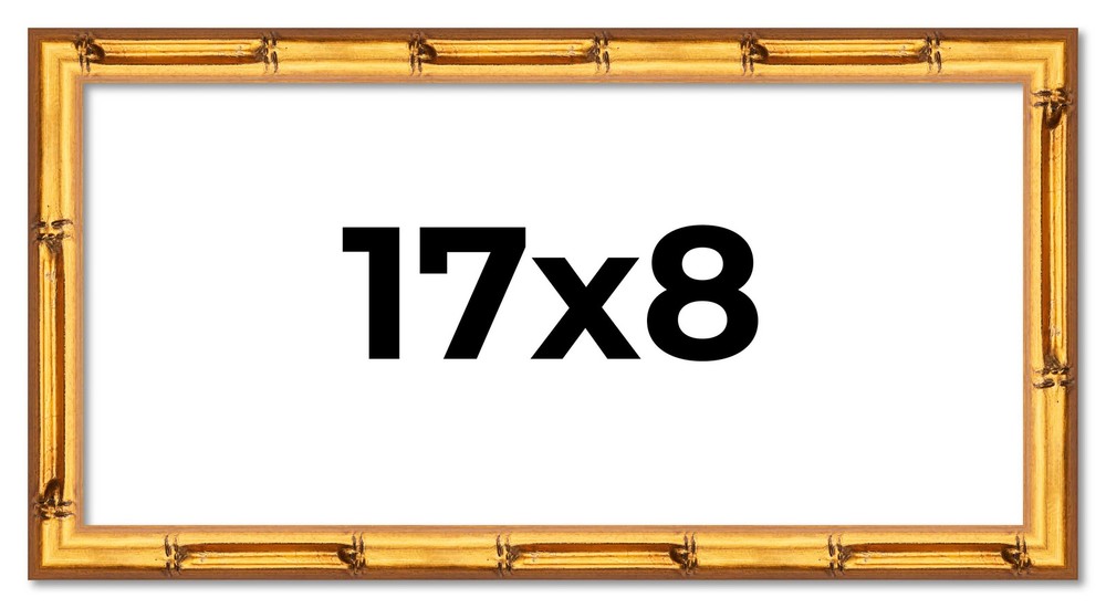 17x8 Frame Gold Bamboo Solid Wood Picture Frame | 1 Inch Moulding Width | Interi