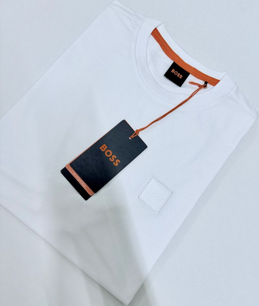 BOSS Men's White Cotton Logo Crew Neck Short Sleeve T-Shirt Size XL