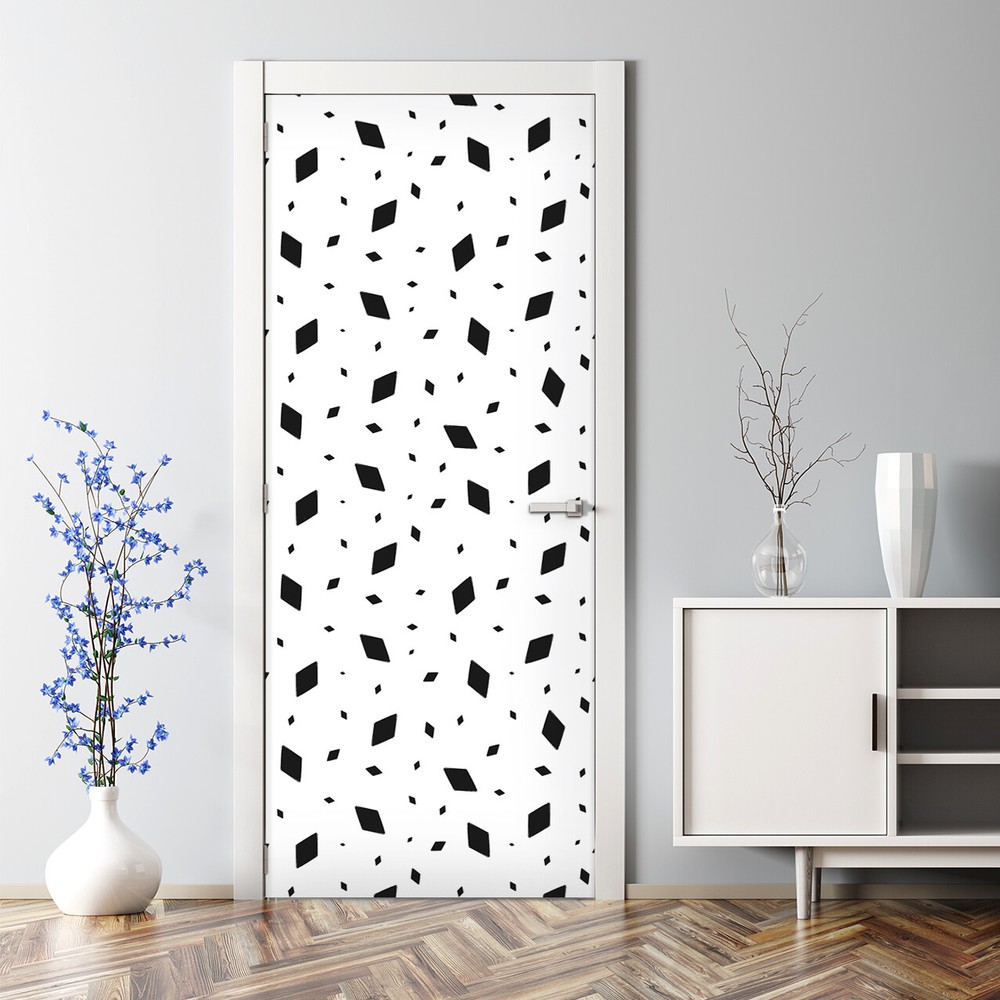 Geometric Grunge Diamond Minimalist Bubble-Free Door Sticker Decal  