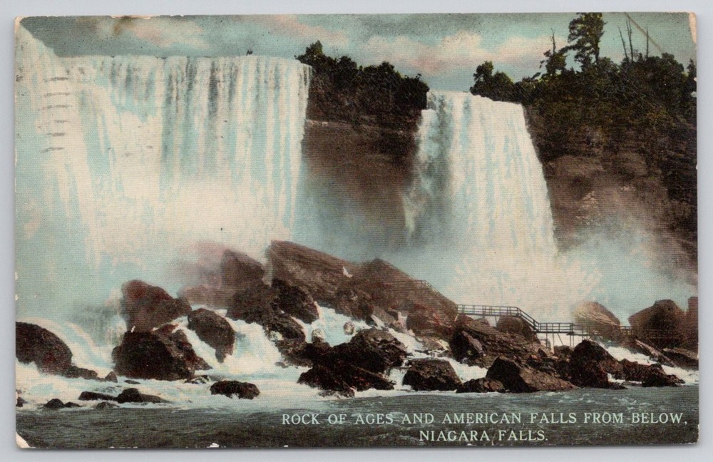 1910 Niagara Falls American Falls Rock of Ages Posted Postcard Buffalo NY