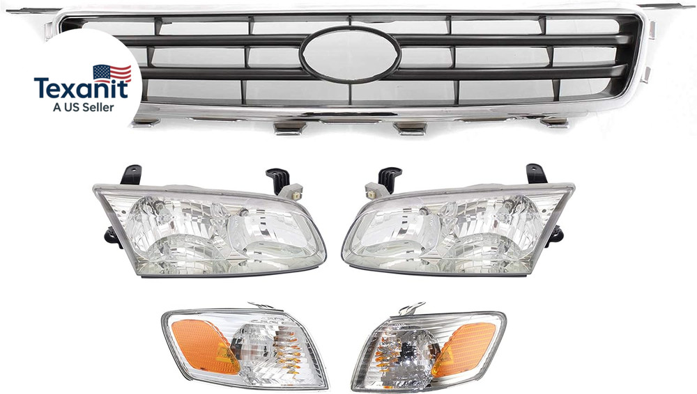 Headlight Assembly Pair for Toyota Camry 2000-2001 CE LE XLE Halogen W/Bulb(S),