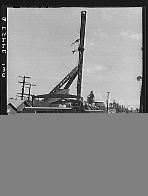 Louisiana. Ramp boats on railroad cars at the Higgins shipyards, New Orleans