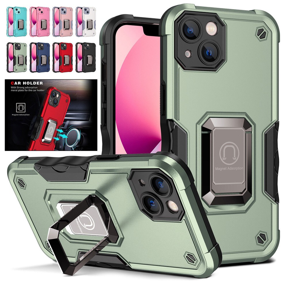 Armor Shockproof Magnetic Ring Stand Case For iPhone 15 Pro Max 14 13 12 11 XR 8