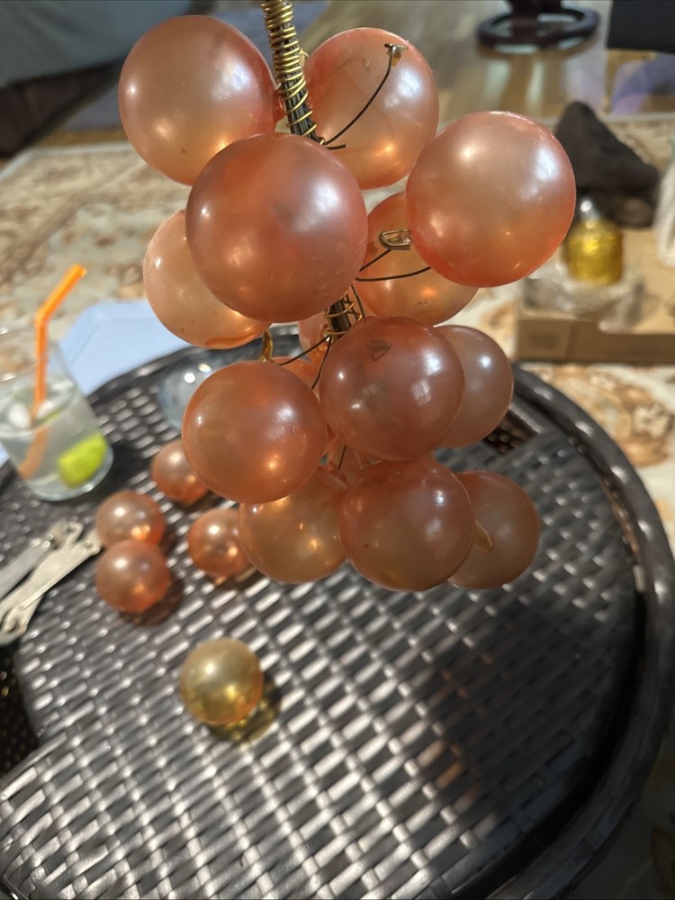 Vintage MCM Amber Lucite Grapes Large