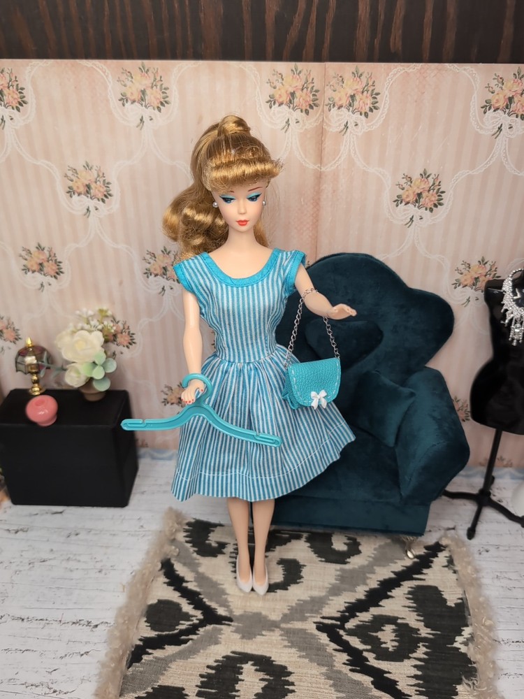 Vintage Barbie Clone Outfit - Dress, Custom Purse, Pumps, Hanger