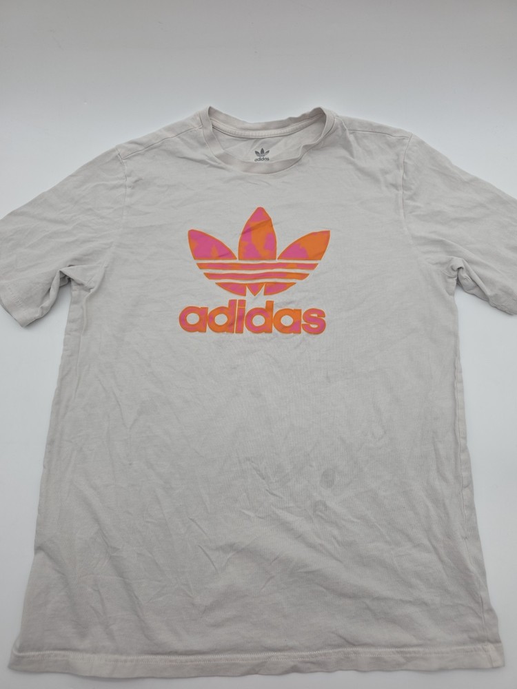 Adidas T-shirt Youth Boys Size XL 15/16 Beige Graphic Print Logo .#42737