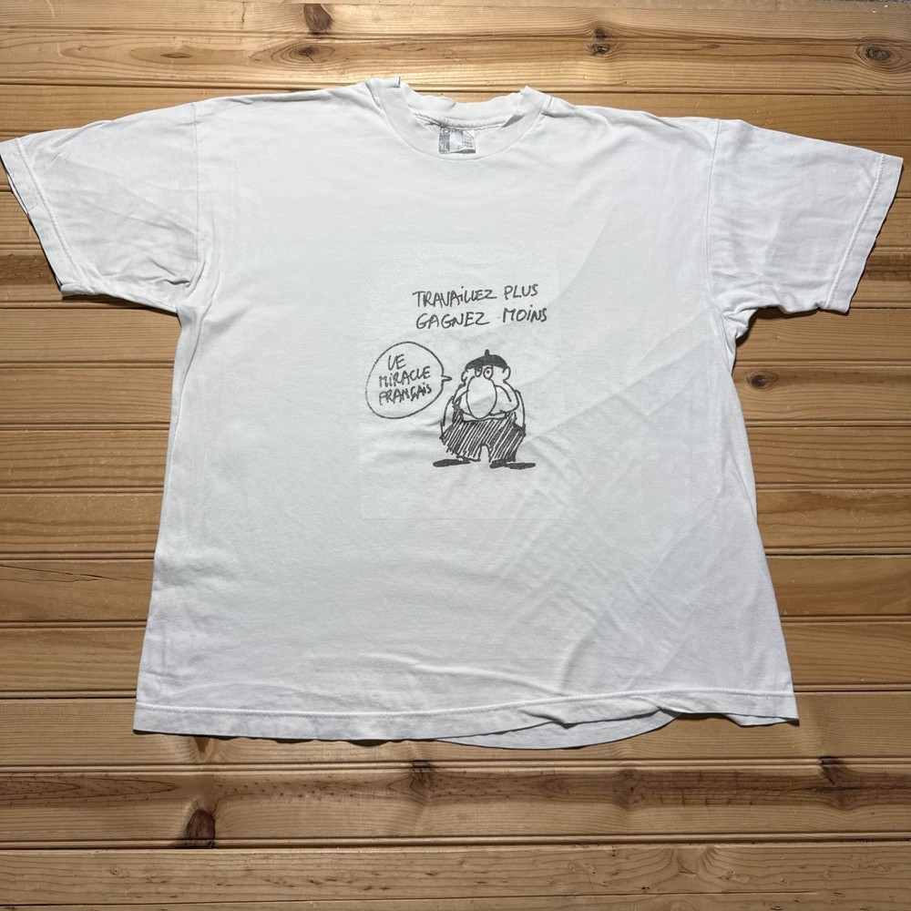 Vintage 90s Le Miracle Francais French Humor Comic Cartoon Graphic T-Shirt - XL