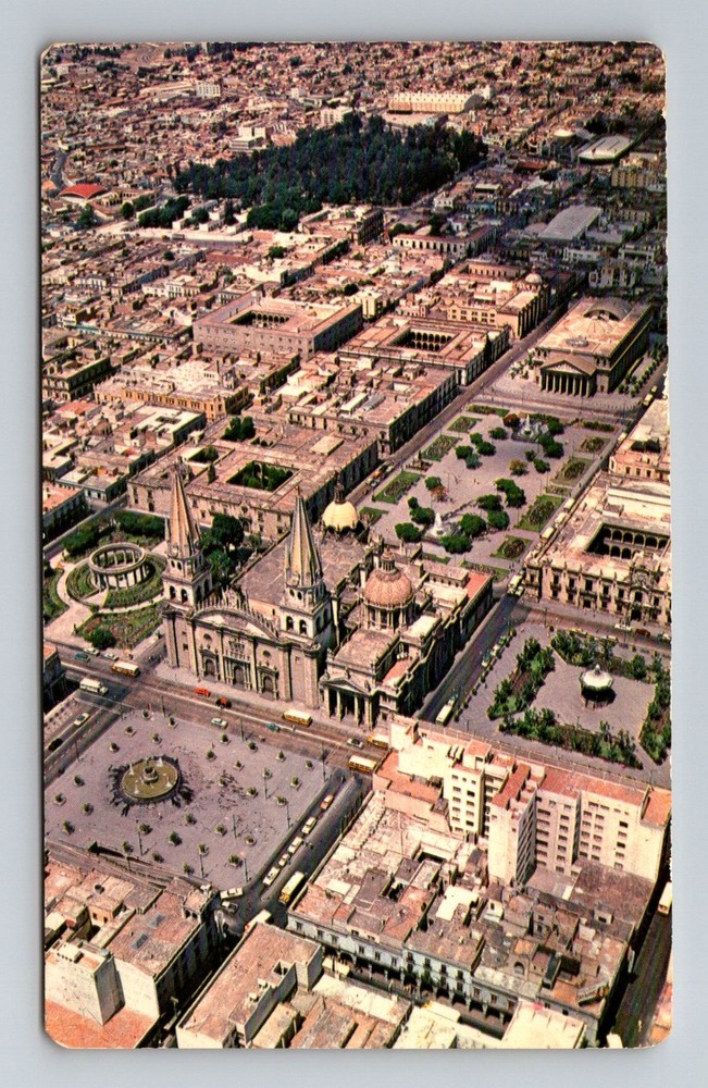 Mexico- Guadalajara Aerial Cathedral & City View Old Post Vintage c1969 Postcard