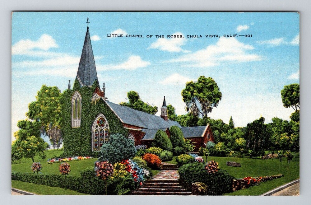 Chula Vista CA-California, Little Chapel of the Roses, Vintage Postcard