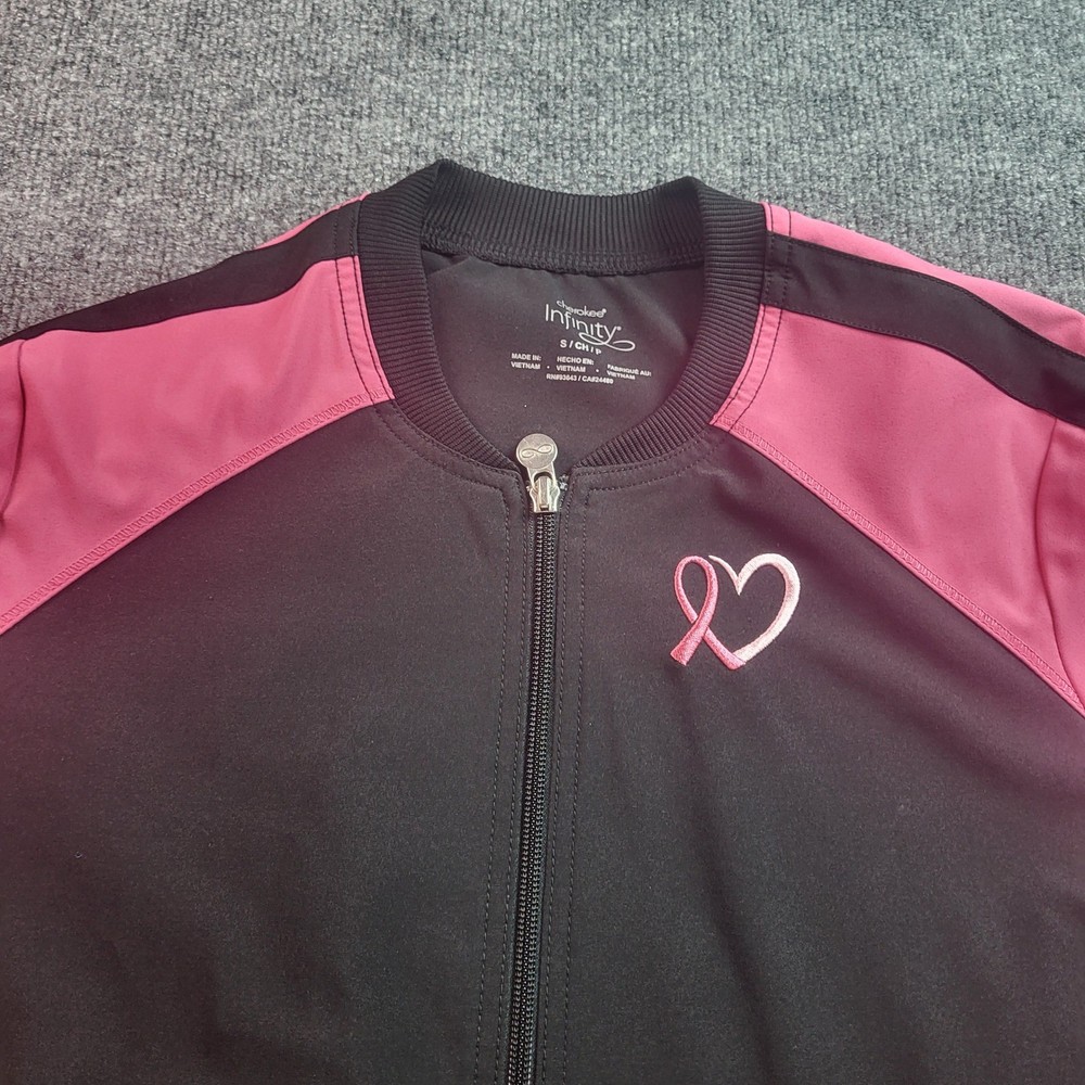 Cherokee Infinity Pink Ribbon Jacket Women's S Small Full Zip Athletic