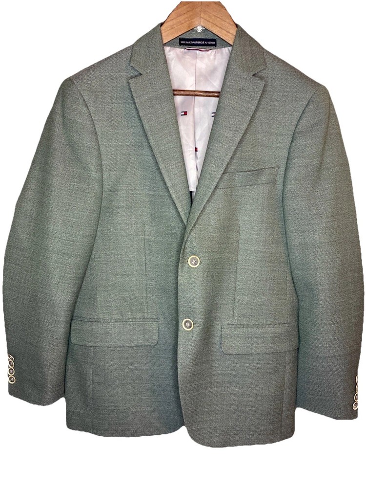 Tommy Hilfiger Mens Jacket Green 34 (S) Blazer Sport Coat Wool Polyester