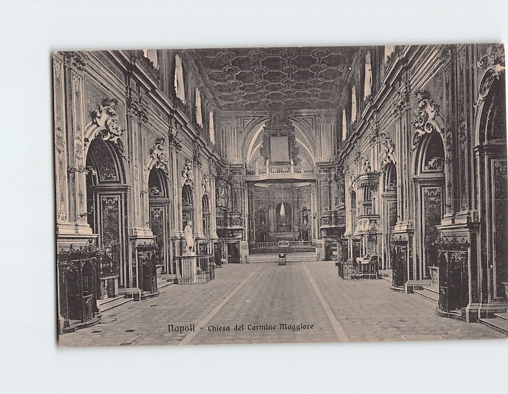Postcard Interior of the Chiesa Santa Maria del Carmine Maggiore Naples Italy