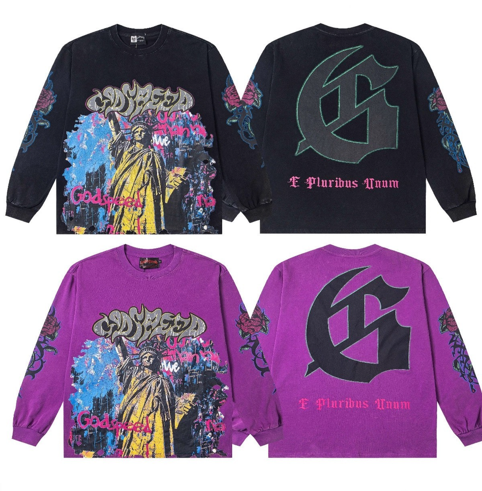 Godspeed Vandal L/S Graffiti Hip Hop Retro Casual Long-Sleeve T-Shirt S-XL