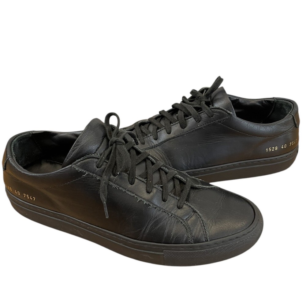 Common Projects Achilles Low Leather Sneakers Black Sz 40 US 7 Used-image