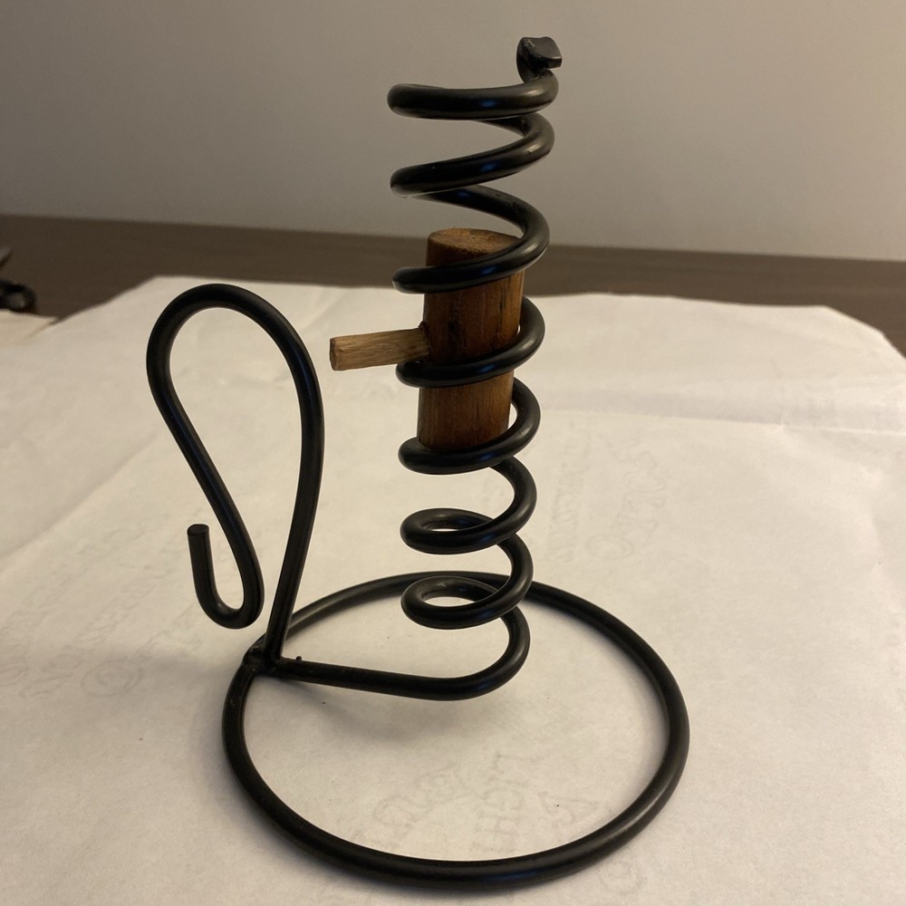 Vintage Wrought Iron Spiral Coil Courting Candle Holder