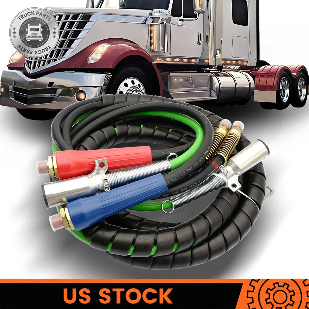 3-in-1 Semi Truck ABS & Air Line Hose Wrap with 7-Way Electrical Cable 15ft-image
