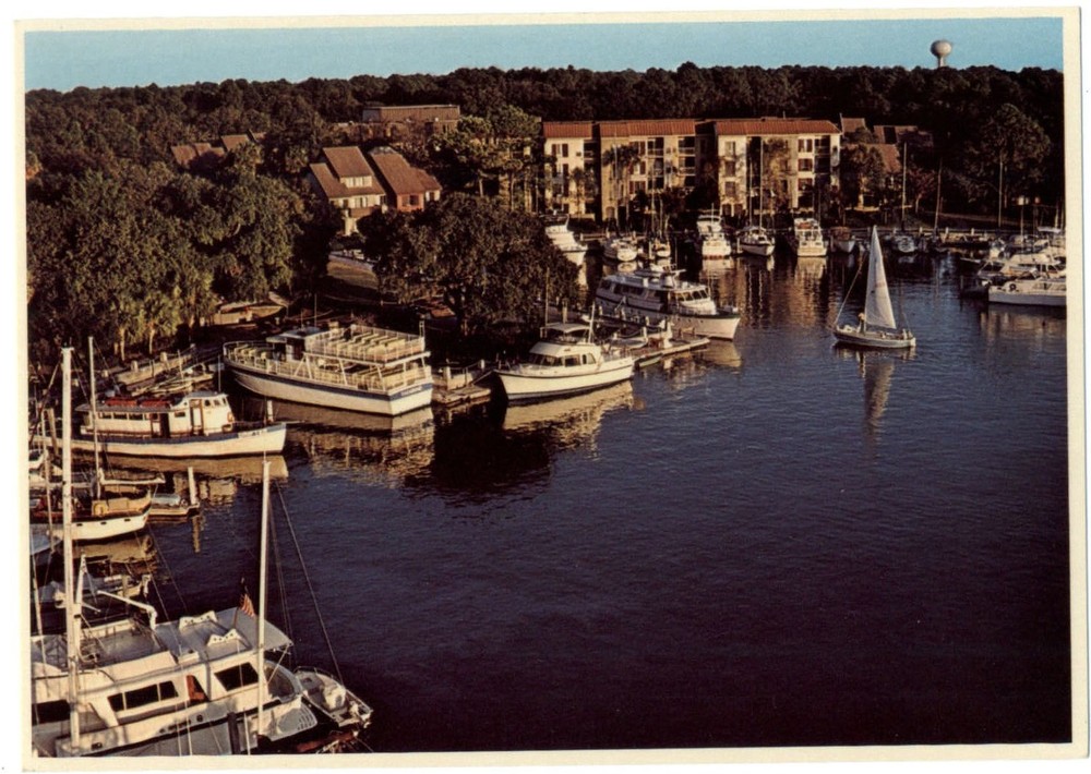 South Carolina Hilton Head Island harbor aerial view ~ postcard sku969