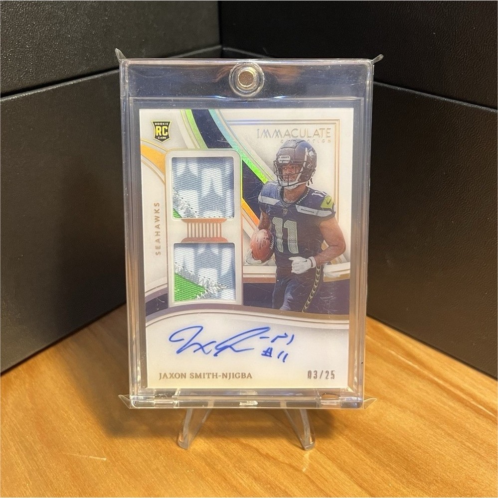 Panini Immaculate 2023 Rookie Patch Auto Gold /25 Jaxon Smith-Njigba #117 Seaha…