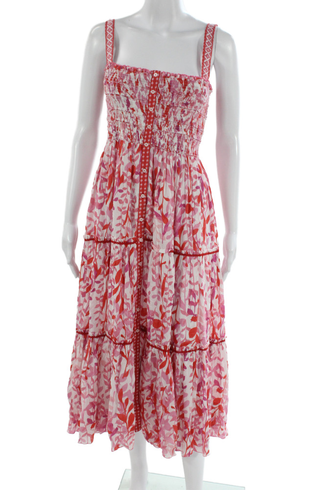 Poupette St. Barth Women Maxi Sundress Pink Floral Sleeveless Size LFree Shipping in US $100+ Orders | $6.95 Orders Below