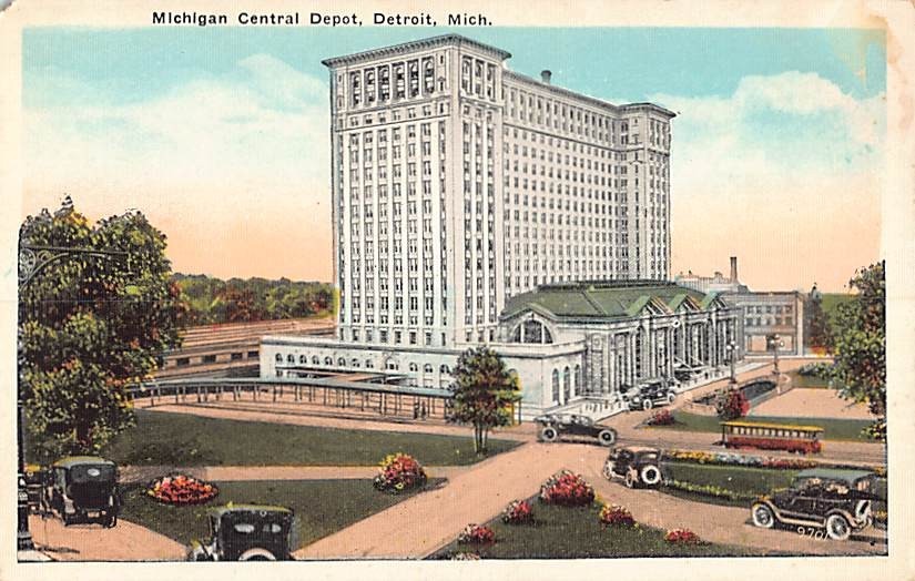 Postcard Michigan Central Depot Detroit USA