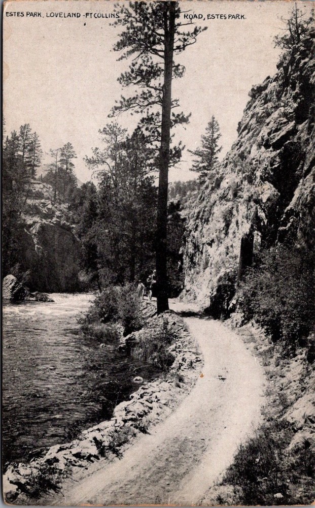 Estes Park CO Road River View RPPC Colorado W. T. Parke Vintage Postcard
