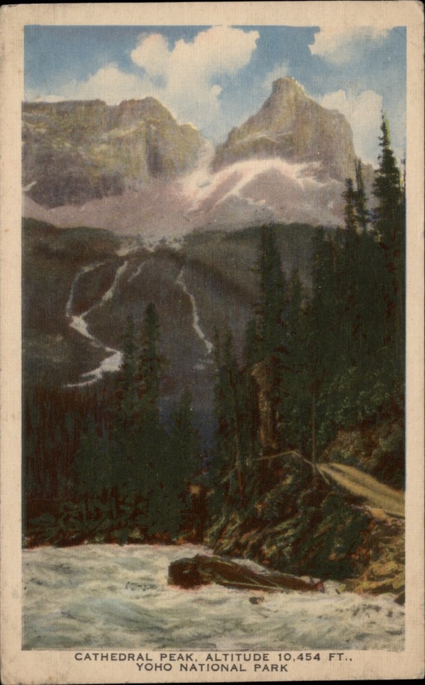Cathedral Peak Yoho National Park vintage postcard s929