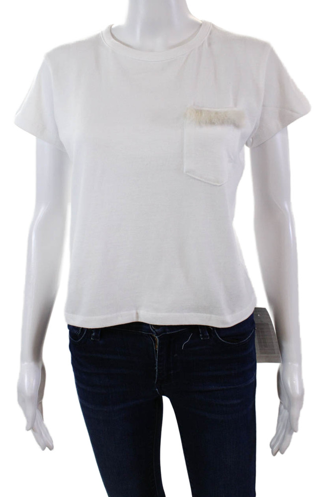 Liana Womens Cotton Round Neck Short Sleeve Cropped T-Shirt Top White Sz XSFree Shipping in US $100+ Orders | $6.95 Orders Below