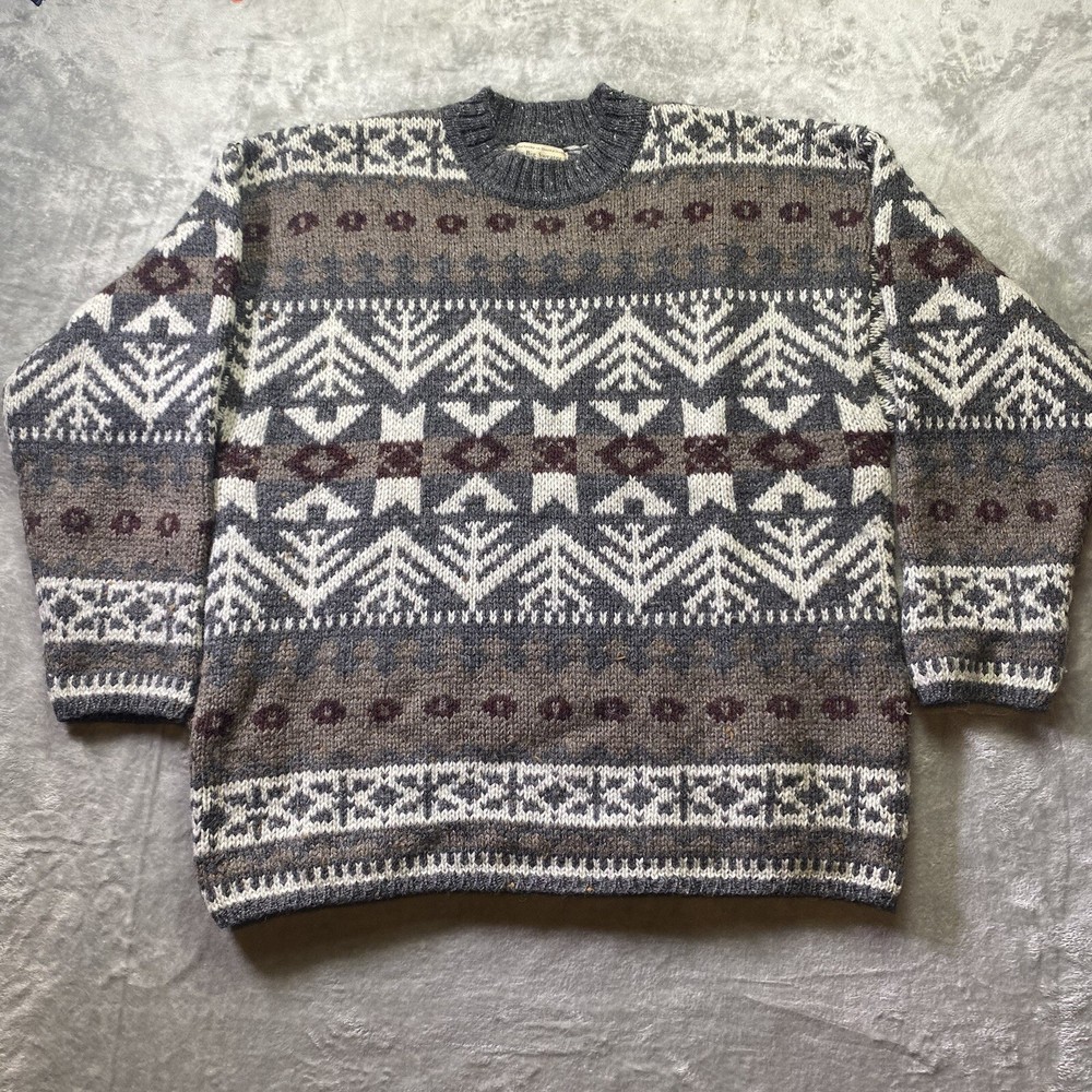 ABERCROMBIE & FITCH The Big Sweater VTG 90s Gray Wool Men’s Large