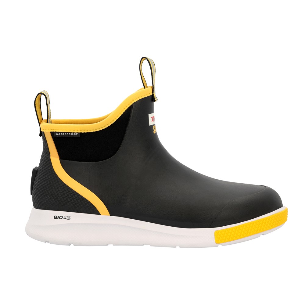 Xtratuf Mens Tailgate Sport Ankle Rain Boots Black Waterproof Slip On Deck Shoes