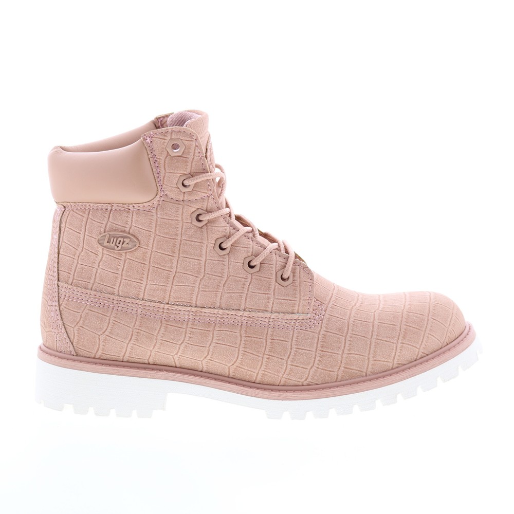 Lugz Convoy Croc Womens Pink Suede Lace-Up Casual Dress Boots Size 9.5