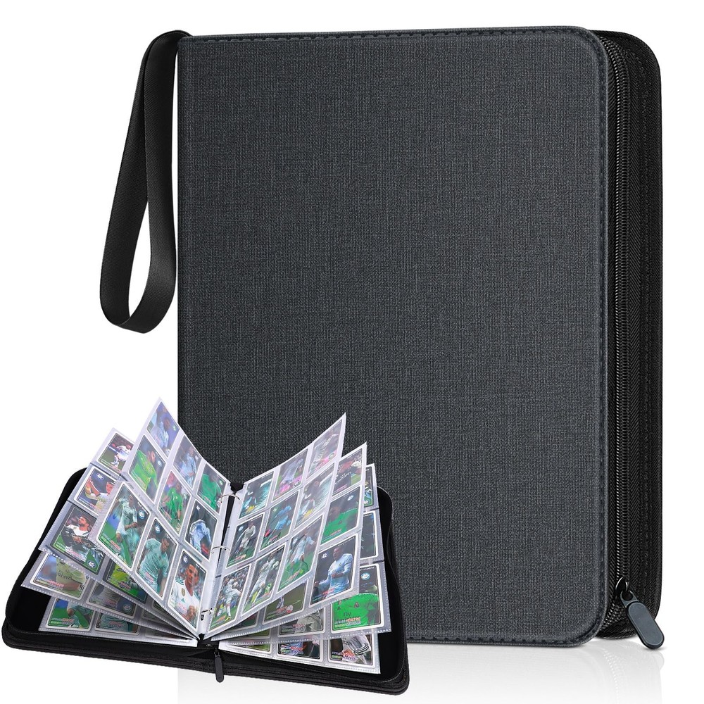 900-Pocket Trading Card Binder with PU Cover & Zip Closure for Secure Display